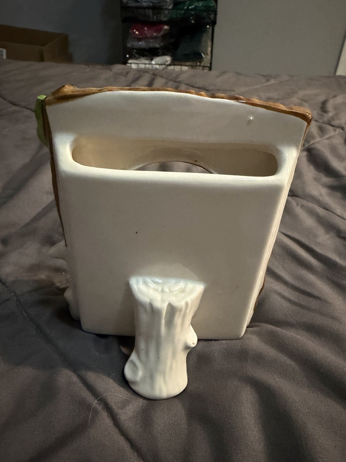 Vintage Enesco Bunny Planter Easter Rabbit Frog Floral Ceramic