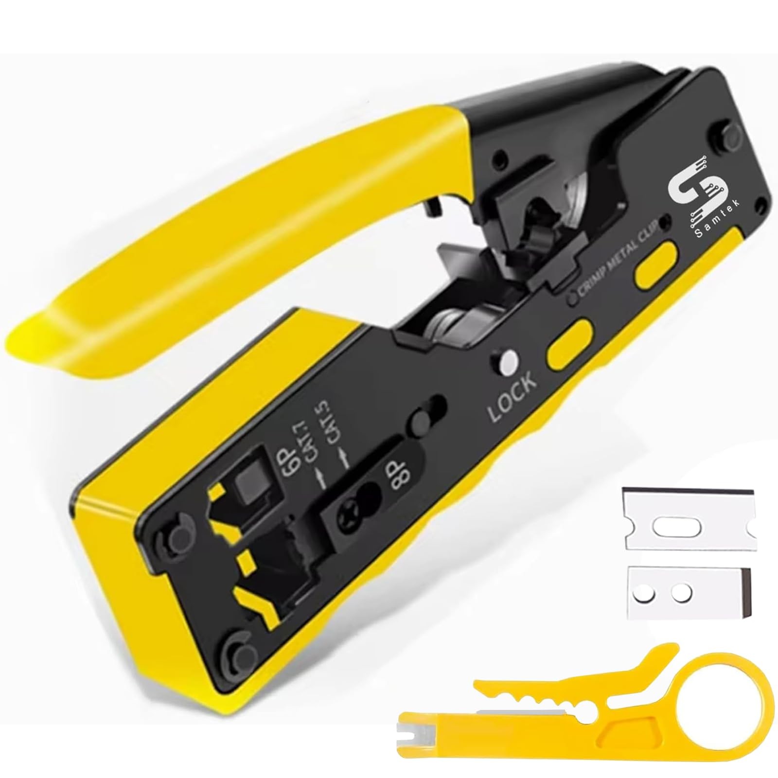 RJ45 Ethernet Passthrough Crimper Tool Pass Through Crimping, All in One Crim...