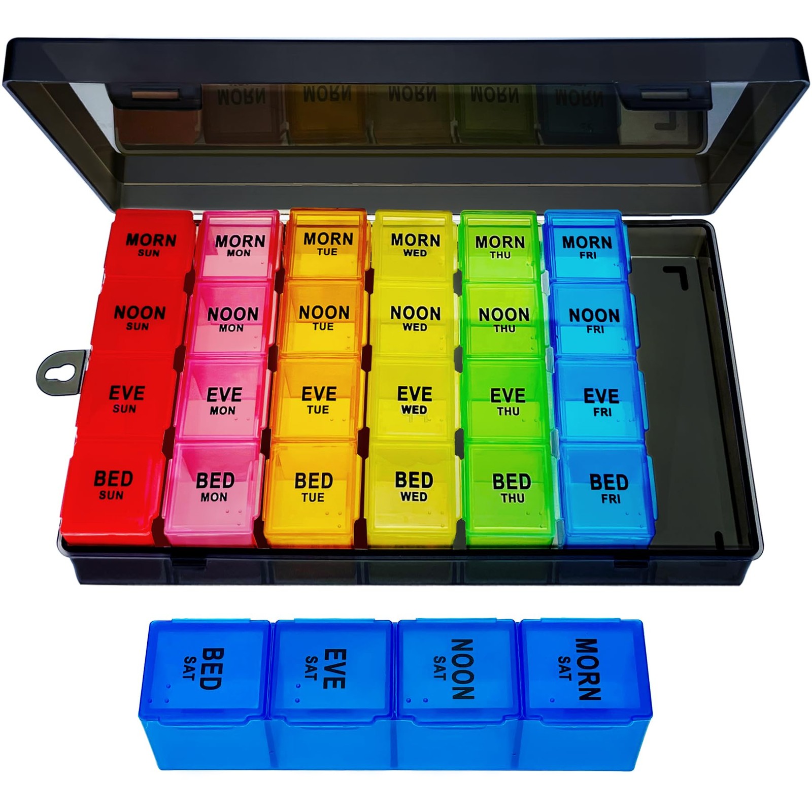 Weekly Pill Organizer 4 Times a Day, Large Medicine Organizer, Pill Box 7 Day...
