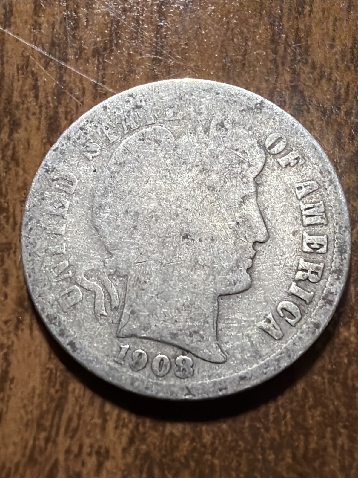 1908-S Barber Liberty Head Dime 90% silver Actual coin Good Coin