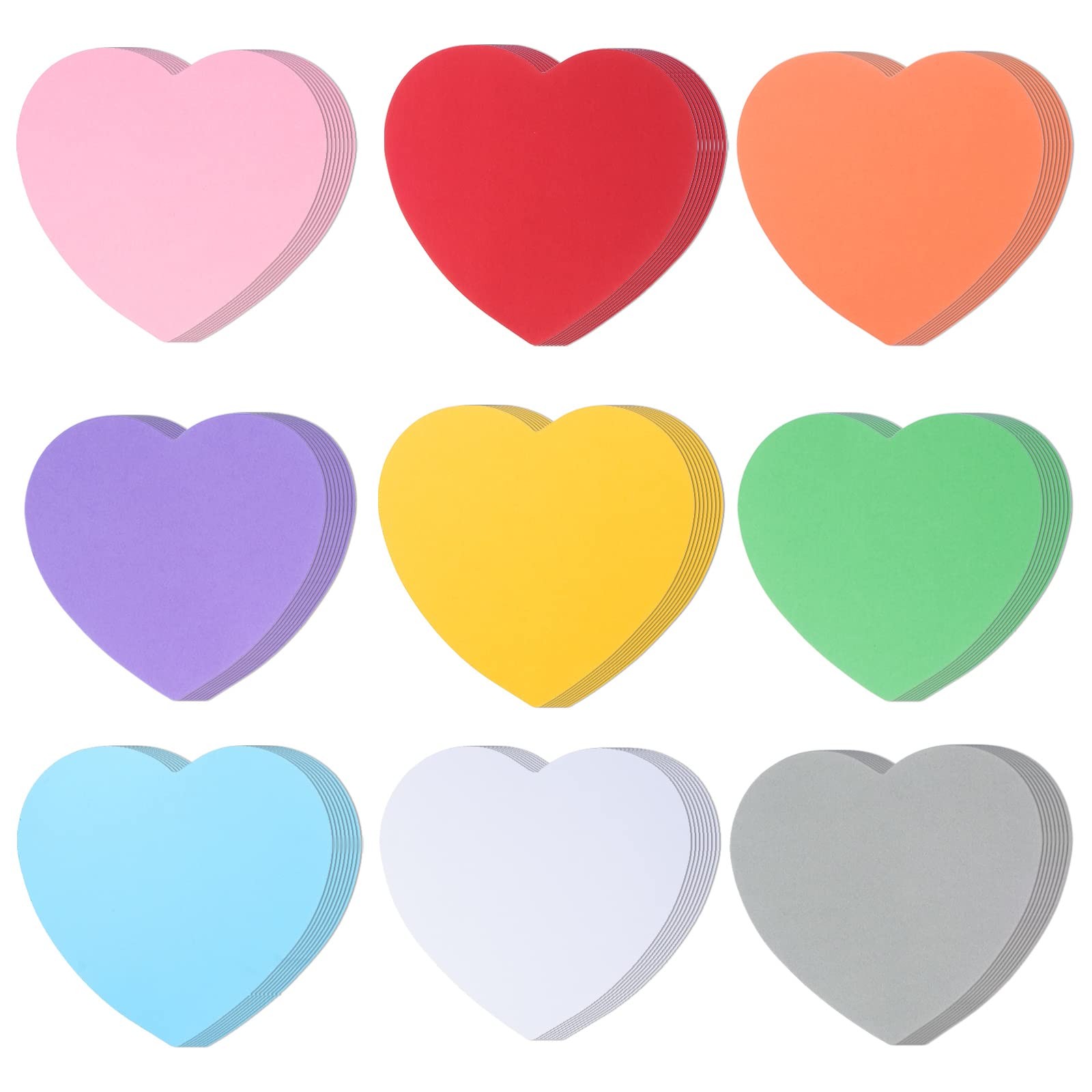 72 Pcs Heart Cutouts - 6 Inch Heart Shaped Cards - Assorted Color for Valenti...