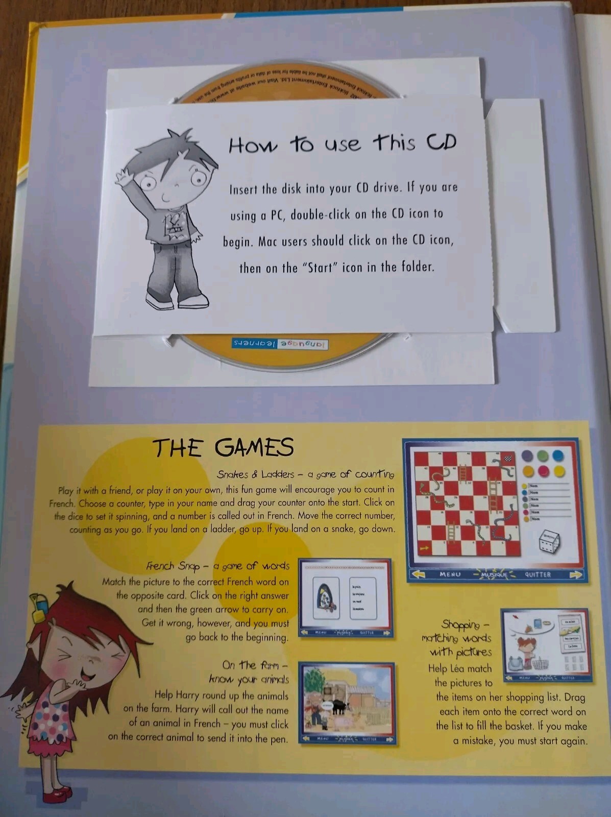 Learn French Books X3 - Usborne First French, Harry Learns French and First...