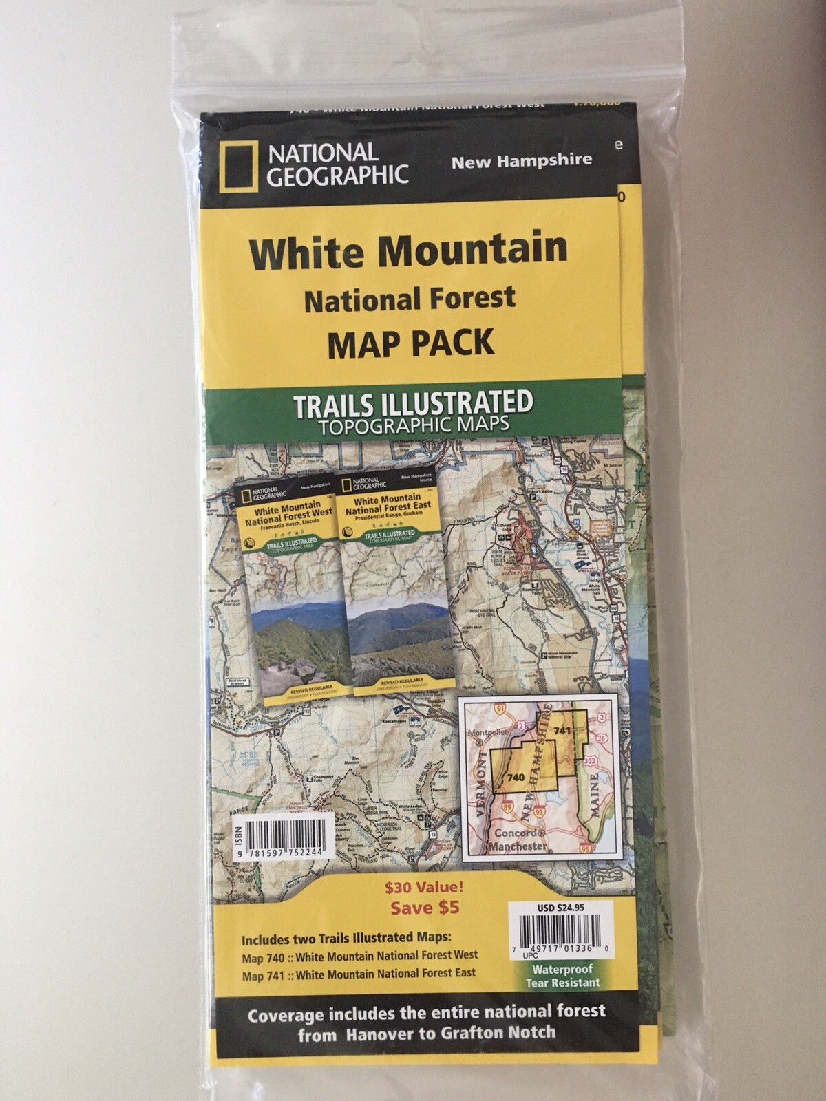 White Mountain National Forest Trails Map Pack National Geographic Bundle, New