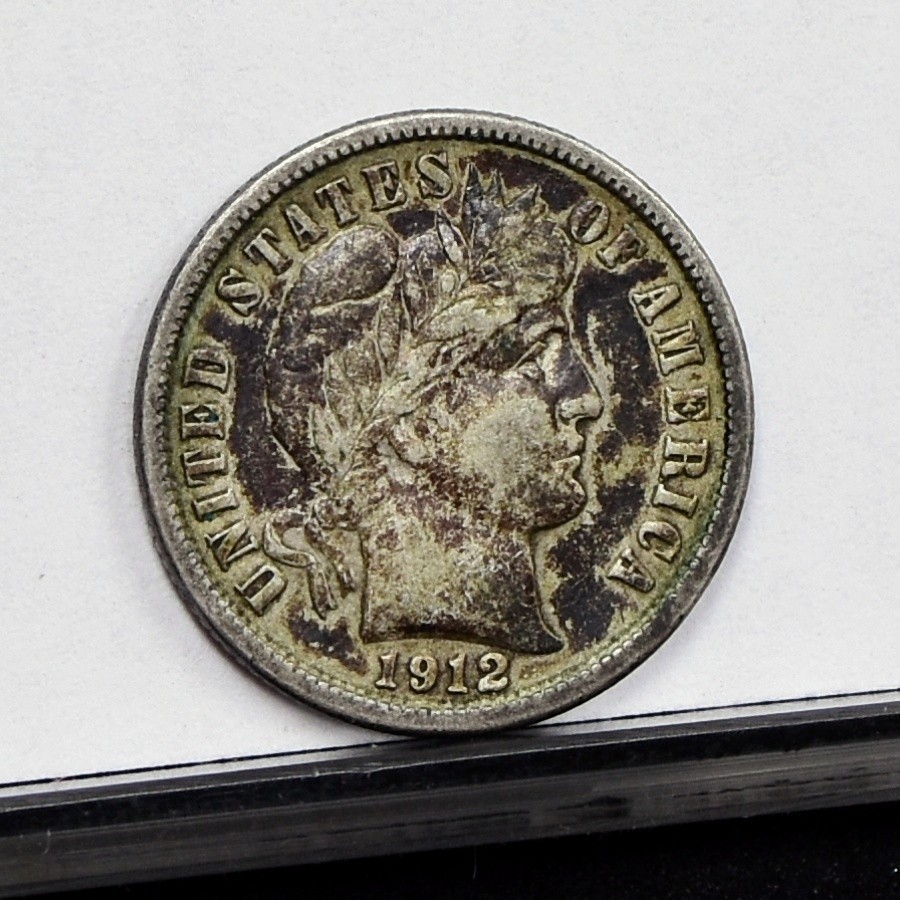 1912-D Barber Dime - VF Details, Cleaned w/ Dark (#62654-L)