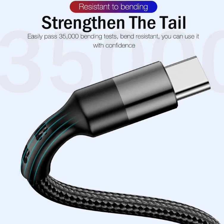 USB-C to USB-C PD 60W 3A Fast Charger Dual Type C Charging Data Sync USB Cable