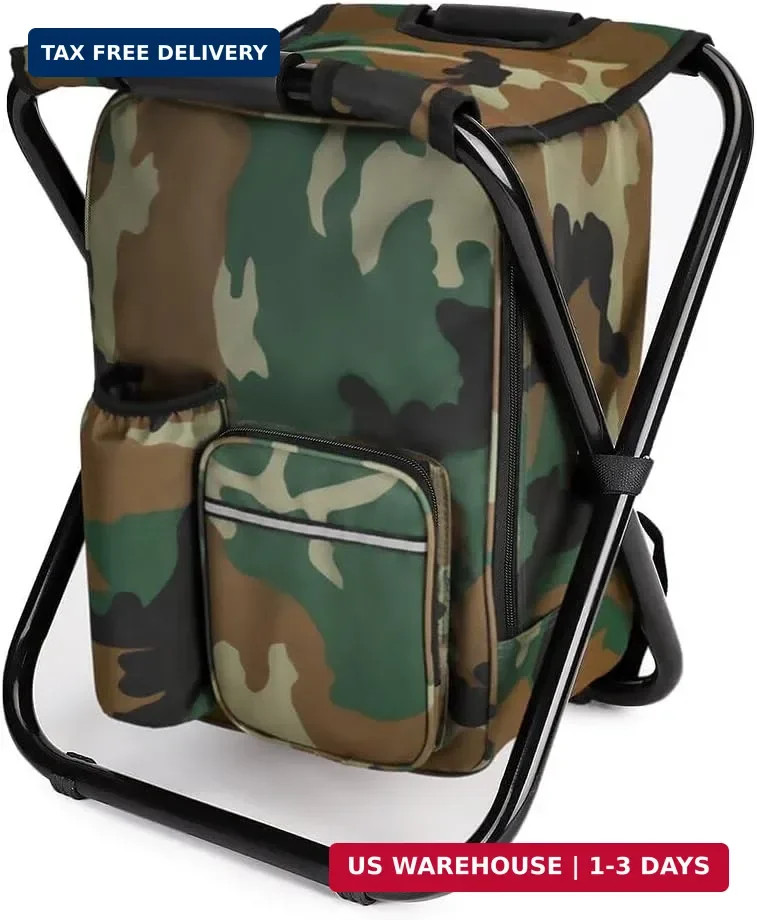 Portable Camping Chair Cooler Bag Soccer Fan Party Supplies Outdoor Camouflage N