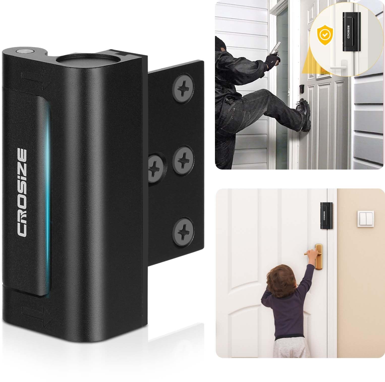 Home Security Door Lock, Reinforcement Lock for Kids 1 Pack, Black