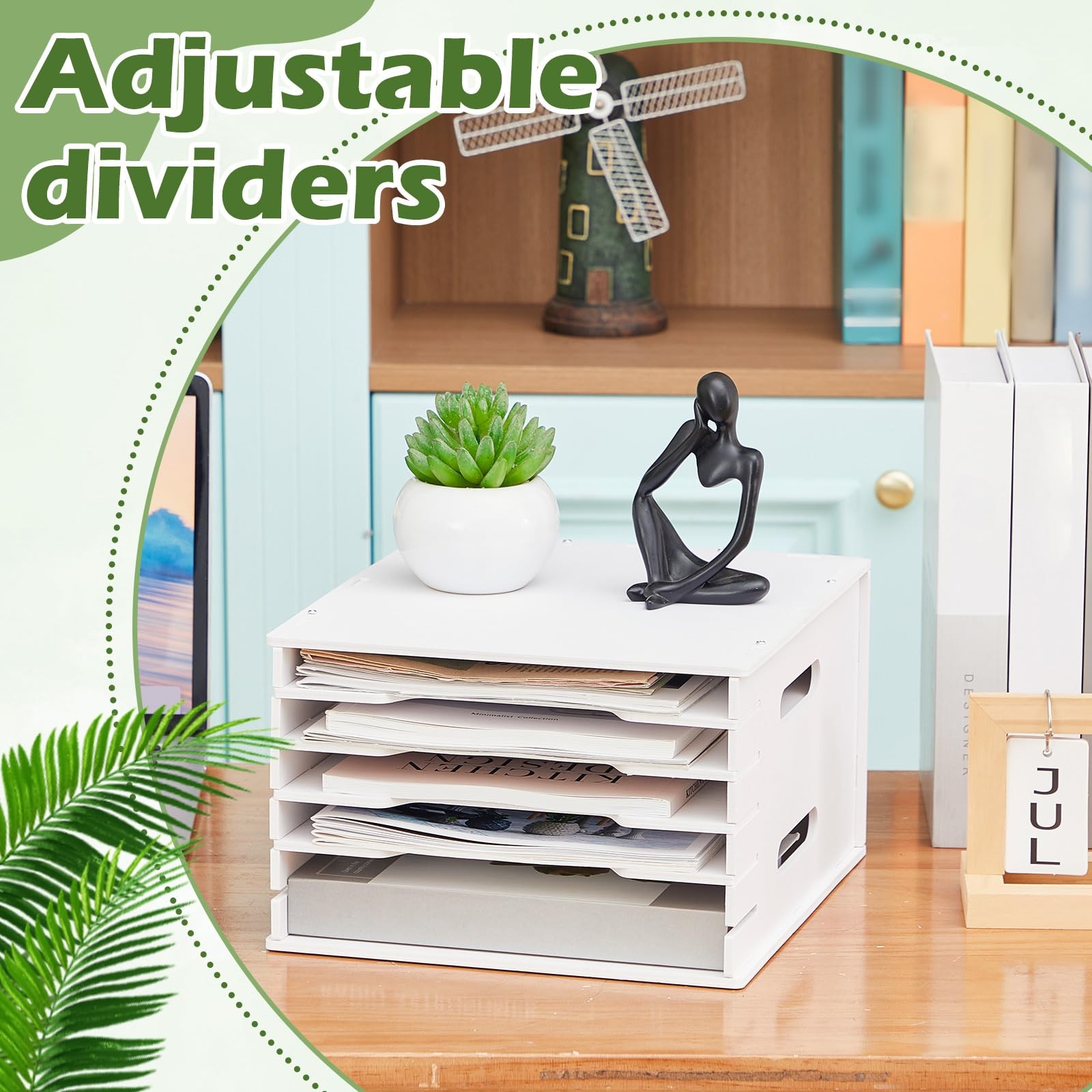 Juexica 6 Tier 8.5" x 11" Scrapbook Paper Organizer, White Cardstock File Organi
