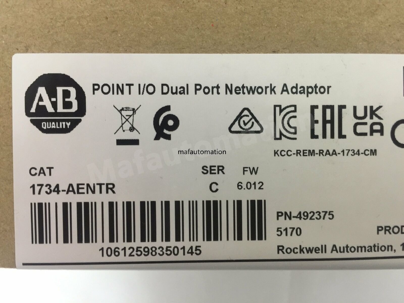 Allen Bradley 1734-AENTR  Point I/O Dual Port Network Adapter Module 1734AENTR