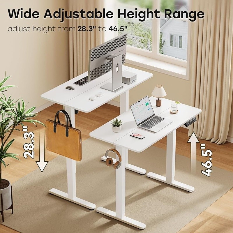 Electric Standing Desk Adjustable Height Compact Space Saver W/ Presets Hooks US