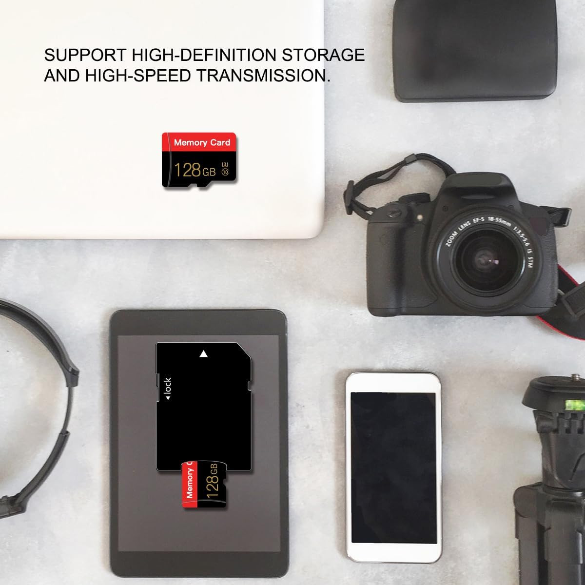 2 Pack Micro Memory Card 128 GB with Adapter, C10/UHS-I/A1 Transflash Card, TF C