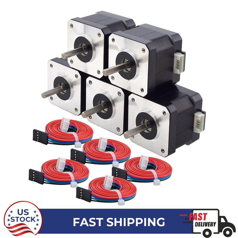 STEPPERONLINE 5PCS Nema 17 Stepper Motor 60oz.in  38mm 1.5A  DIY 3D Printer