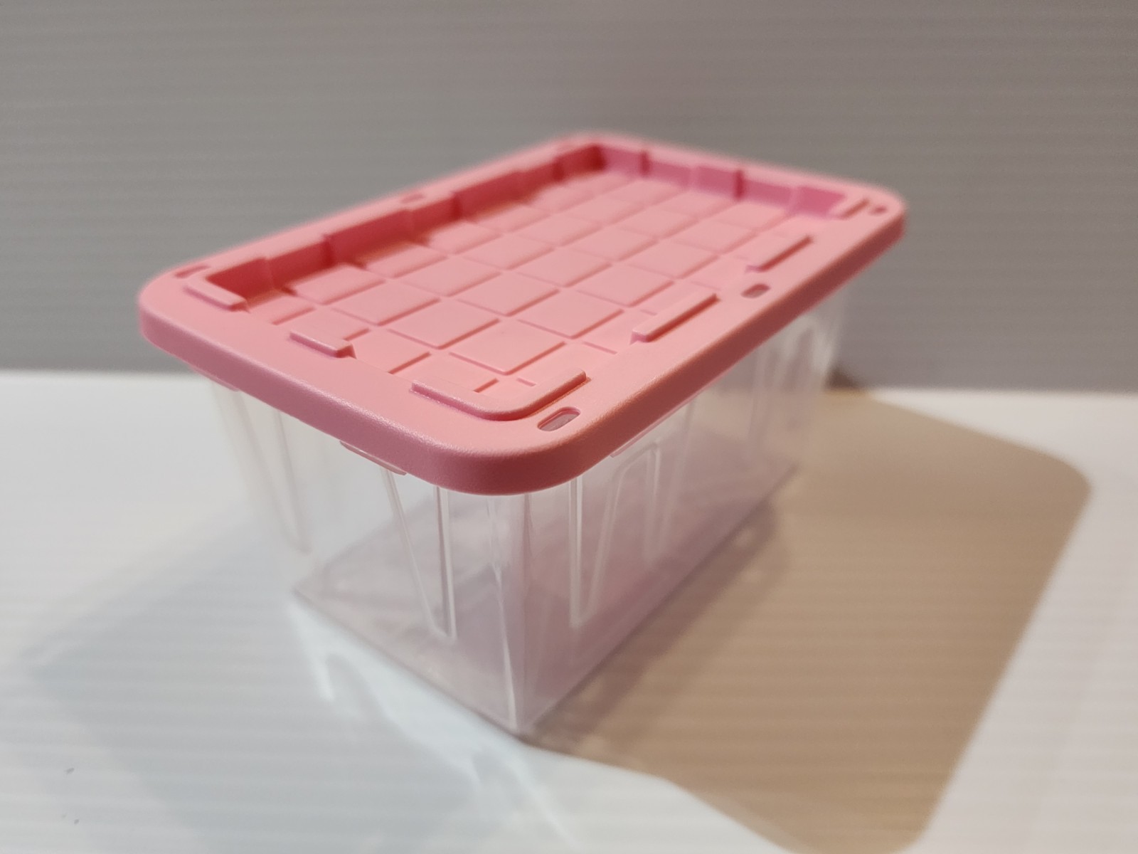 Lowes Lowe's Clear Teeny Tote, X-Small, .38 Quarts, Tote W/Pink Lid Mini Tote