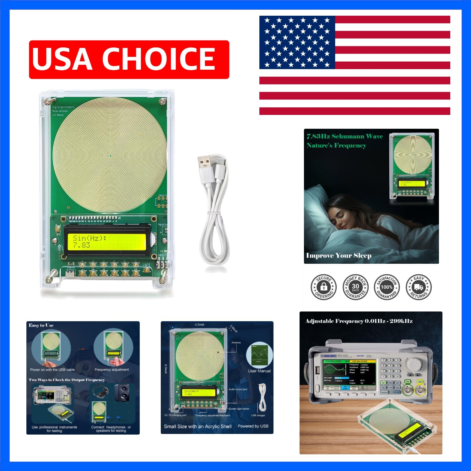 Adjustable Frequency Generator for Healing 0.01Hz-299kHz, 7.83Hz Schumann Res...