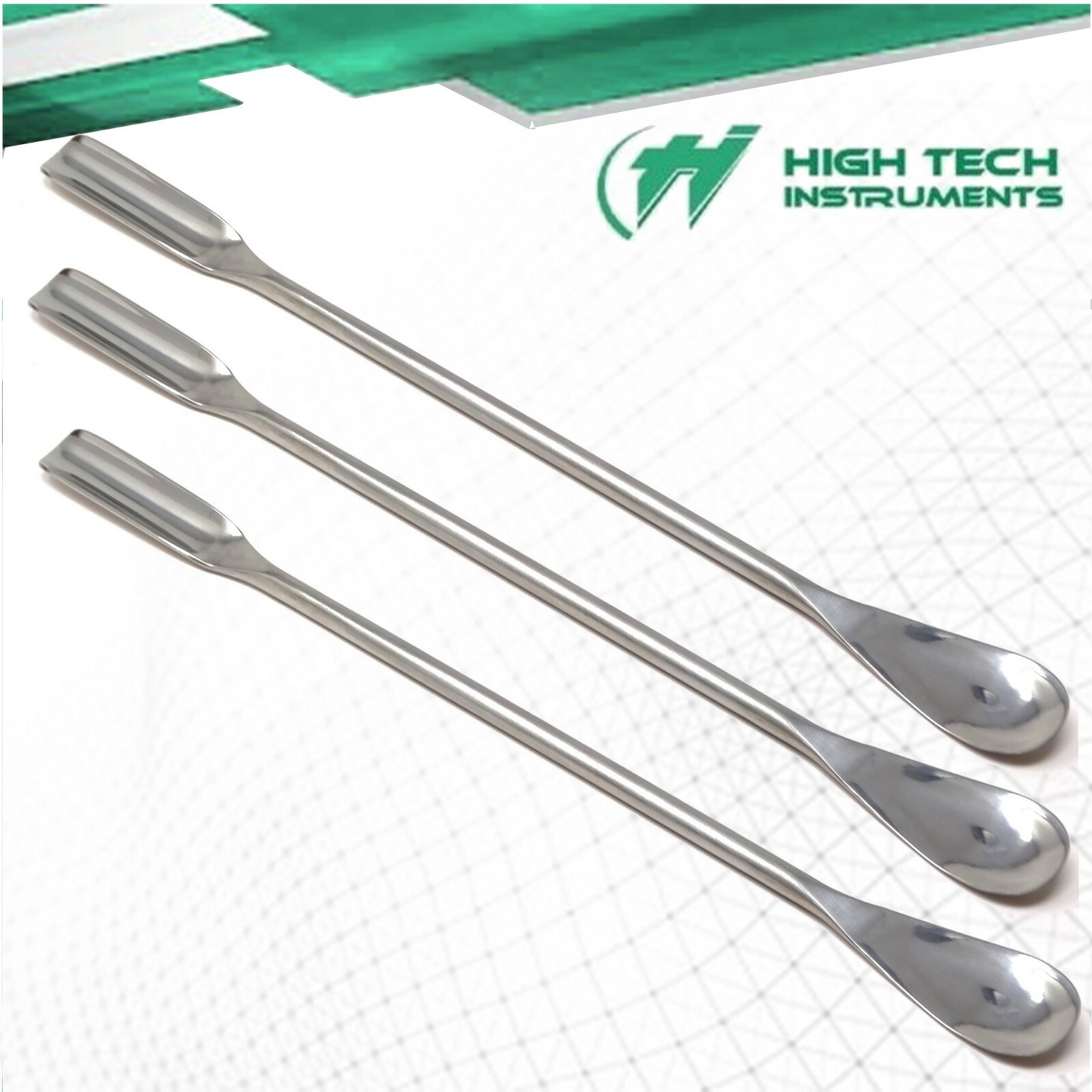 3 Stainless Steel Lab Spatulas Micro Sampling 7" Scoop Spoon Double Ended Mixing
