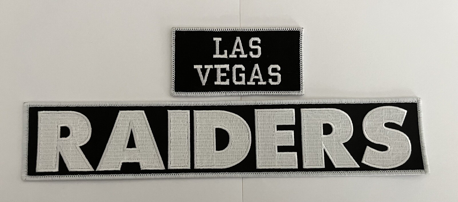 LAS VEGAS RAIDERS SEW/IRON ON PATCH NFL FOOTBALL  2x12” & 2x4” INCH EMBROIDERED