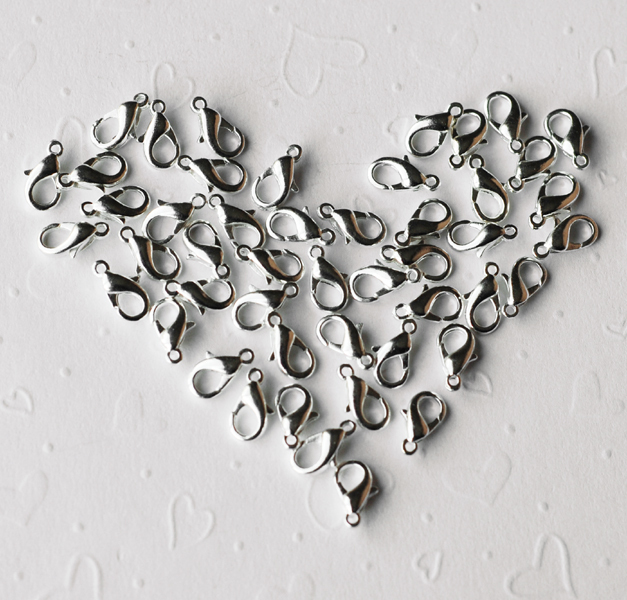 100 pcs Clasp lobster claw silver plated 12x6mm AC025