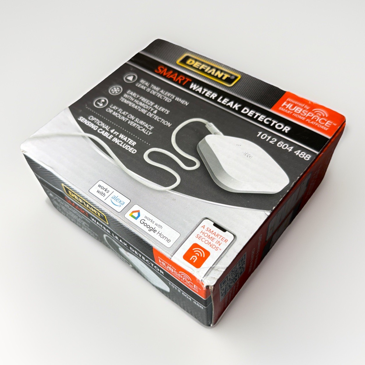 Defiant Smart Water Leak Detector SWLZ20BWB Hubspace Alexa Google, New, Open Box