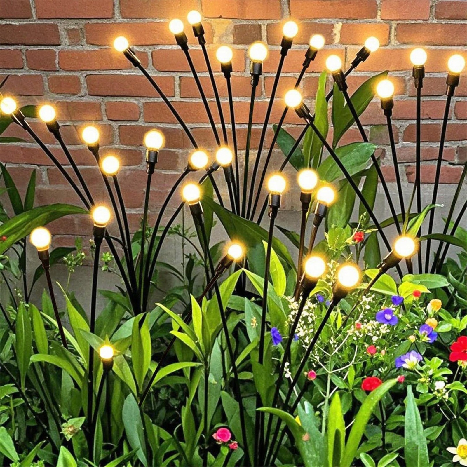 YAKii Solar Garden Lights Outdoor Waterproof, 4 Packs 32LED Firefly Swaying L...