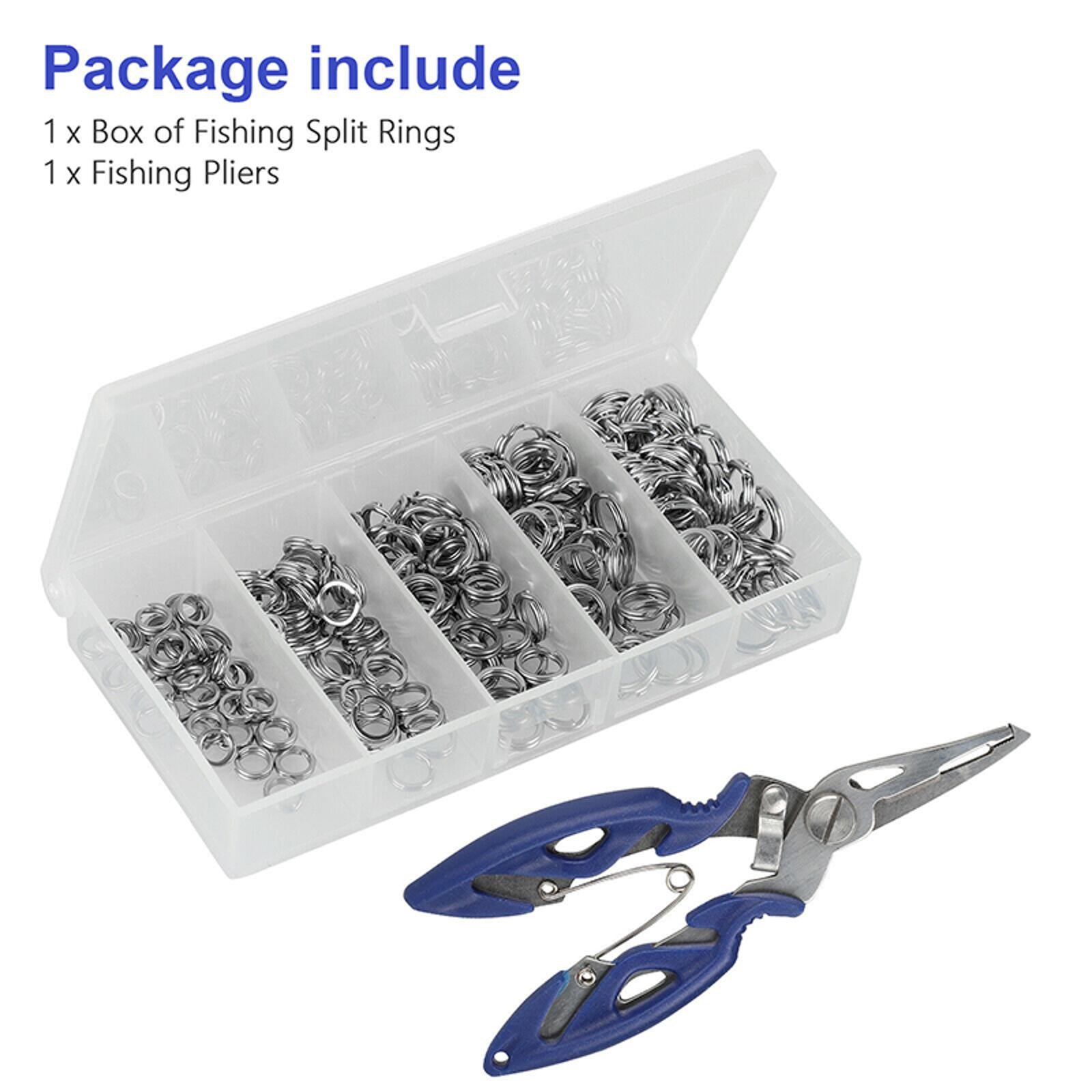 200Pcs Stainless Steel 5 Size Fishing Split Rings Lures Tackle Set With Pliers