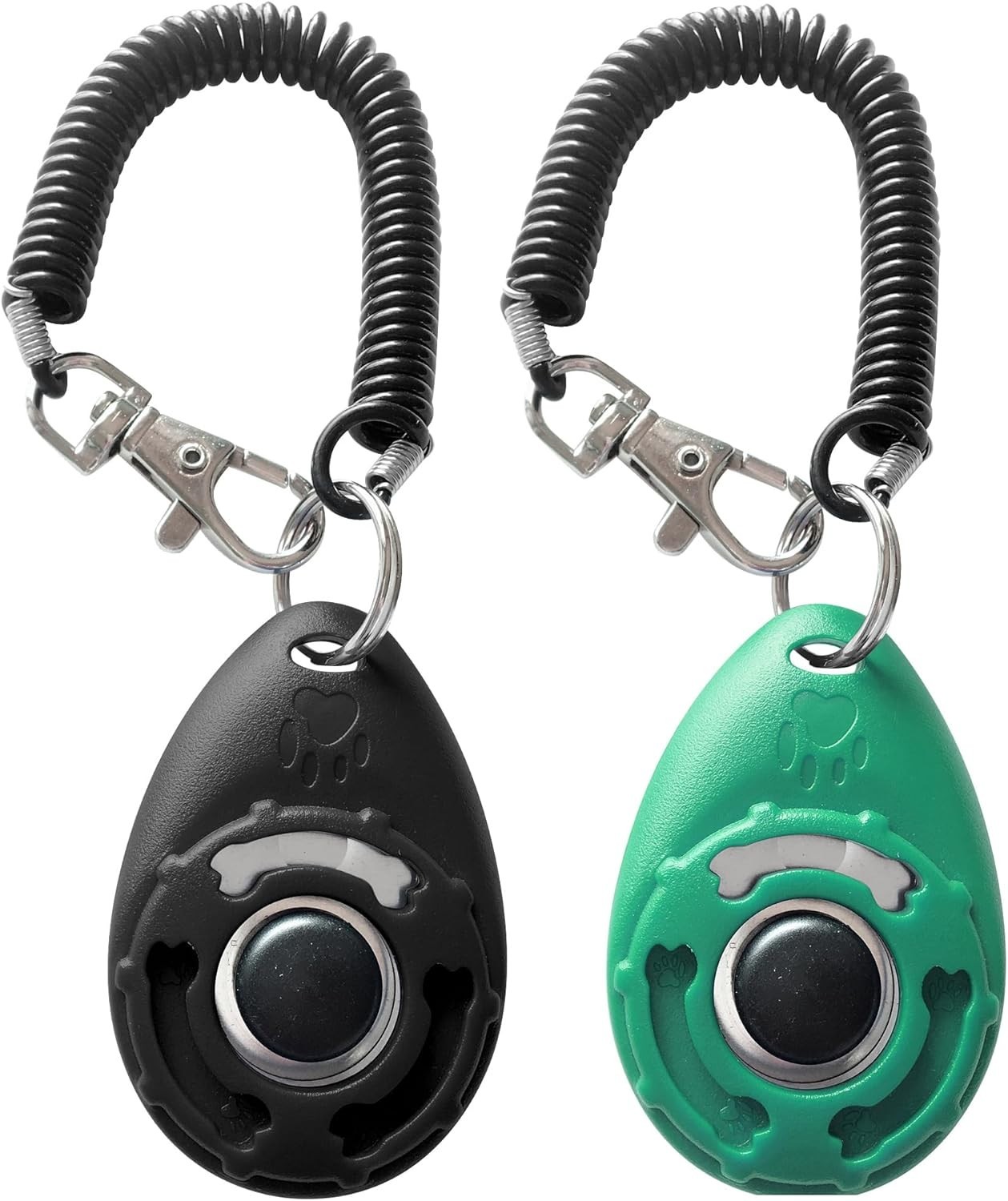 Pet Training Clicker with Wrist Strap for Dogs - 2 Pack (Black & Bluegreen)