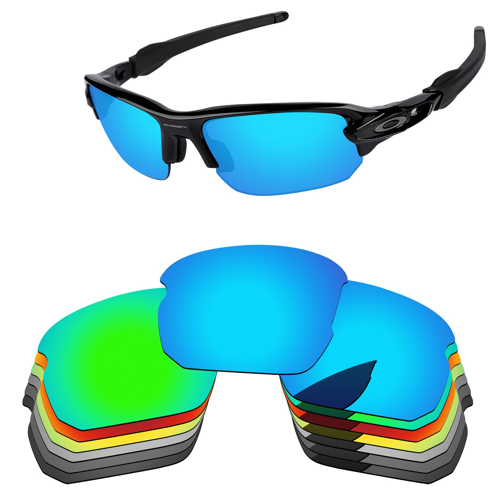 Lenslog Polarize Replacement Lenses For-Oakley Flak XXS OJ9008 58mm Sunglasses
