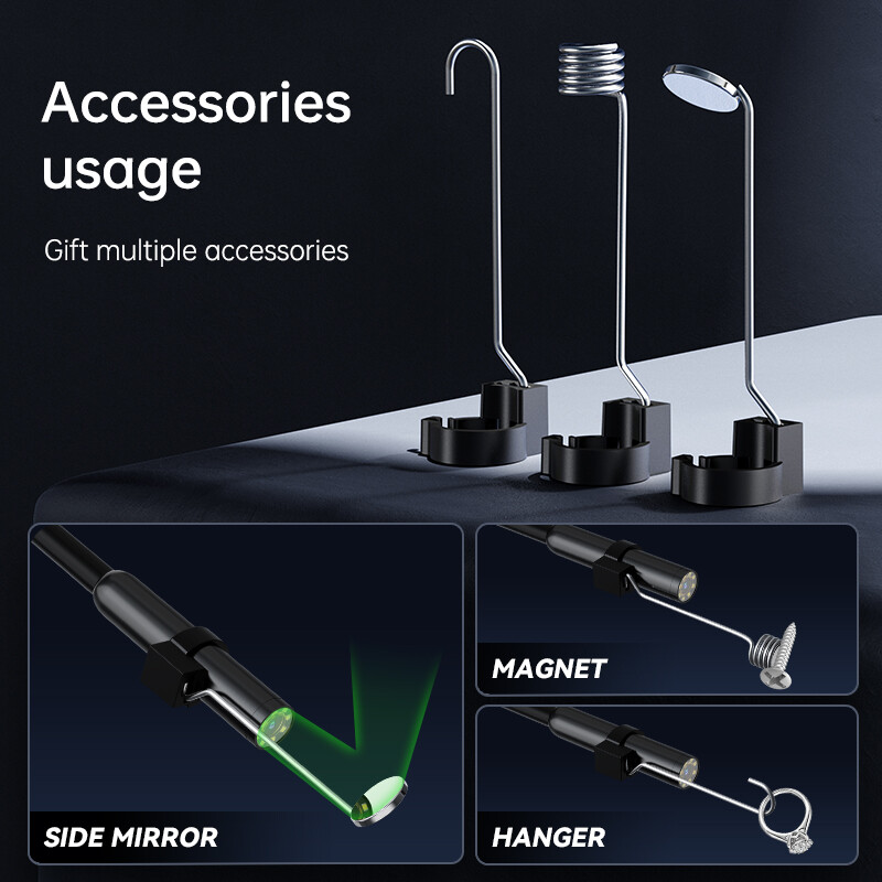 16.4ft Non-Handheld IP67 Waterproof Endoscope Integrated Screen Pipe Scope