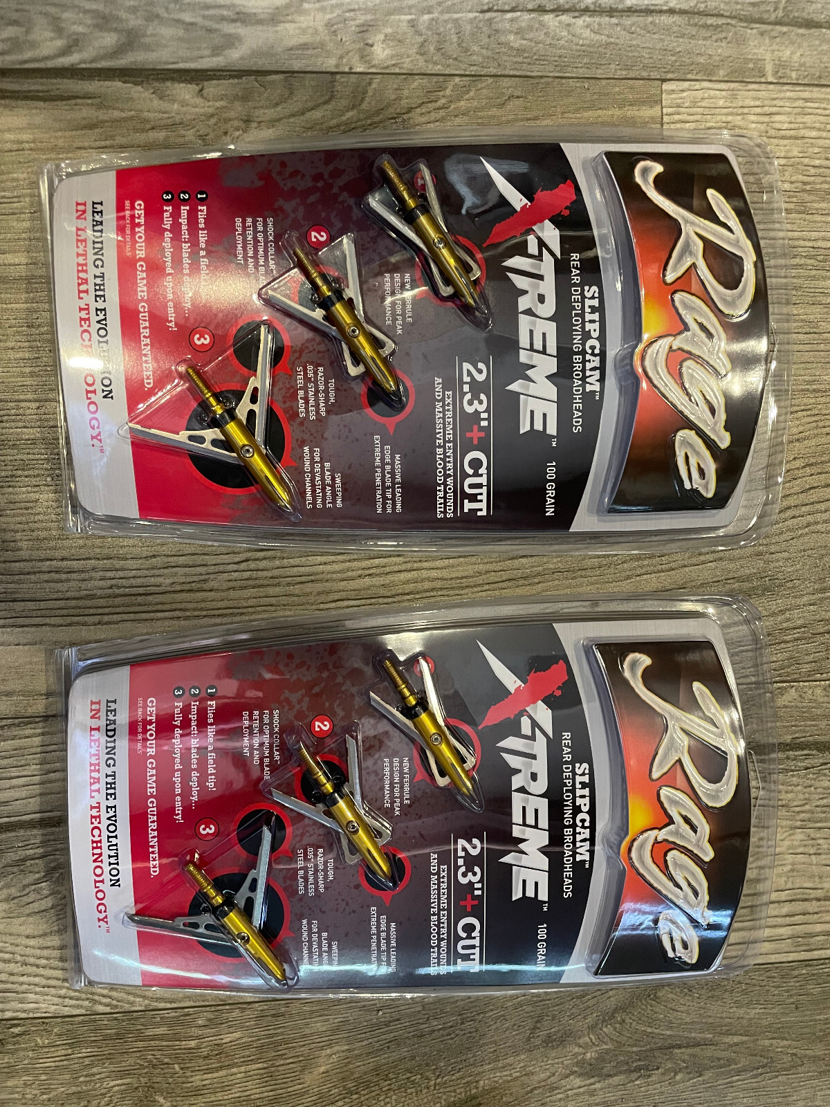 2 Packs Rage SLIPCAM Xreme Extreme mechanical Broadheads 100 Grain 2.3" HUGE CUT