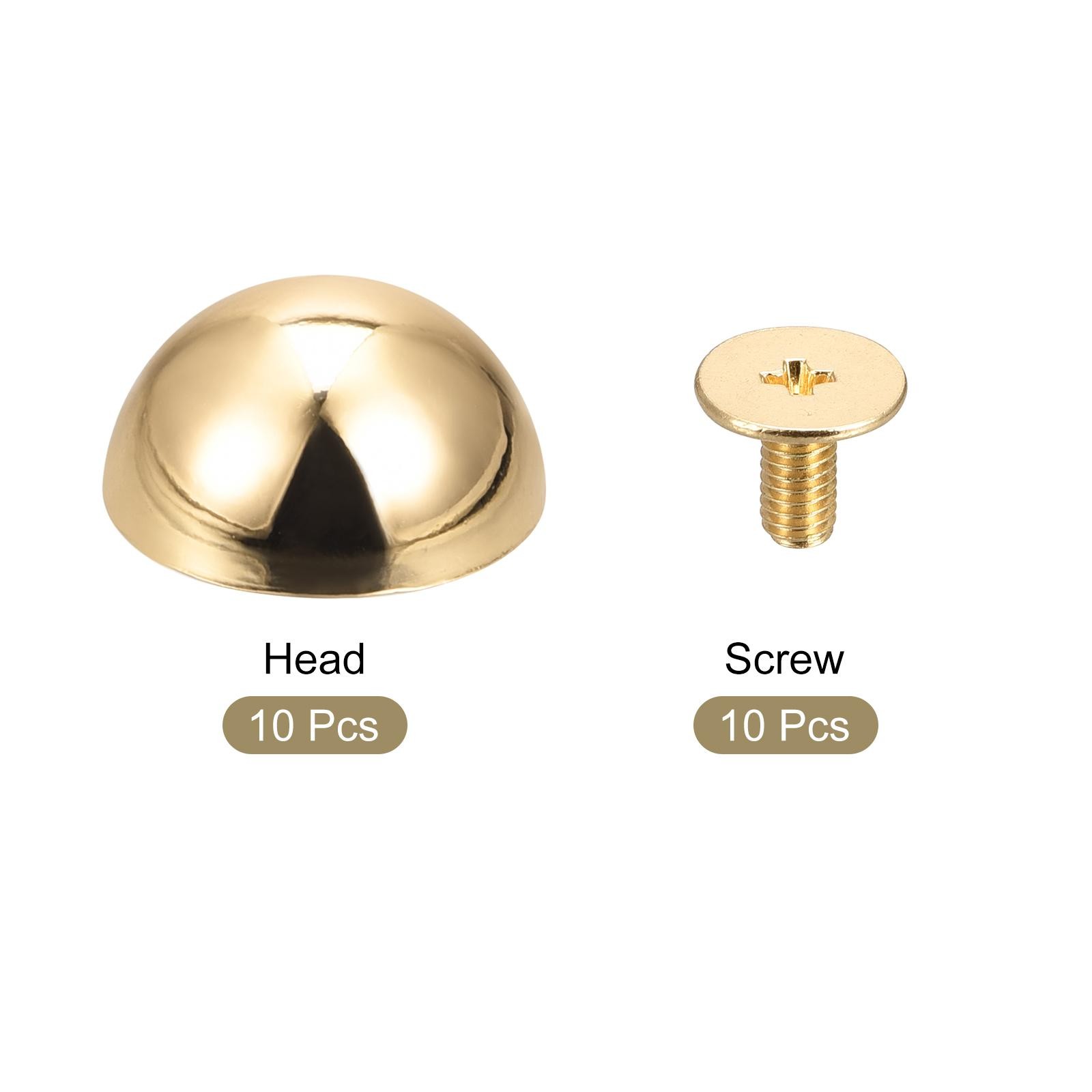 15x7.5mm Screw Back Rivets Round Cable Head Leather Studs Gold 10 Sets