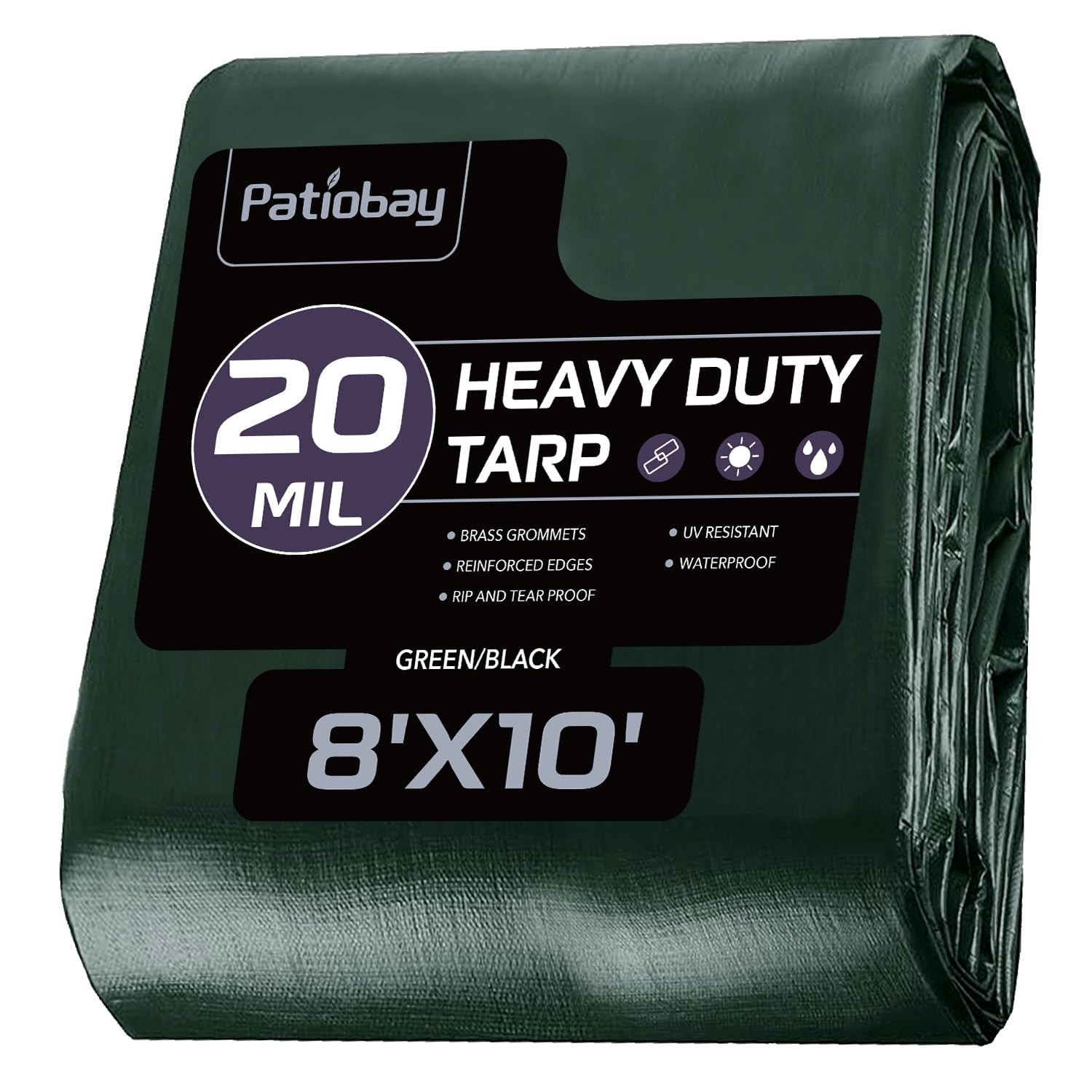 Tarp 8x10 Feet, 20 Mil Waterproof Tarps Heavy Duty with Brass Grommets, Thick...