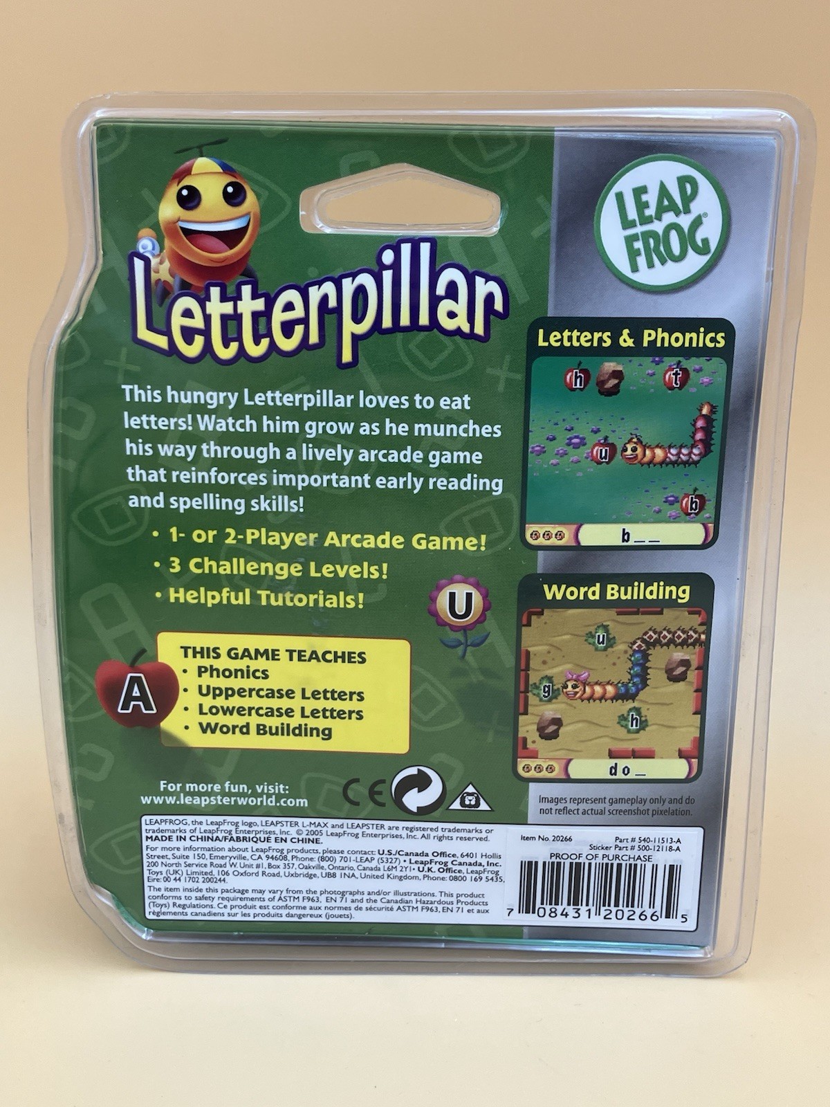 LeapFrog Leapster Letterpillar Pre-K - 1st Grade Learning Game - Brand New