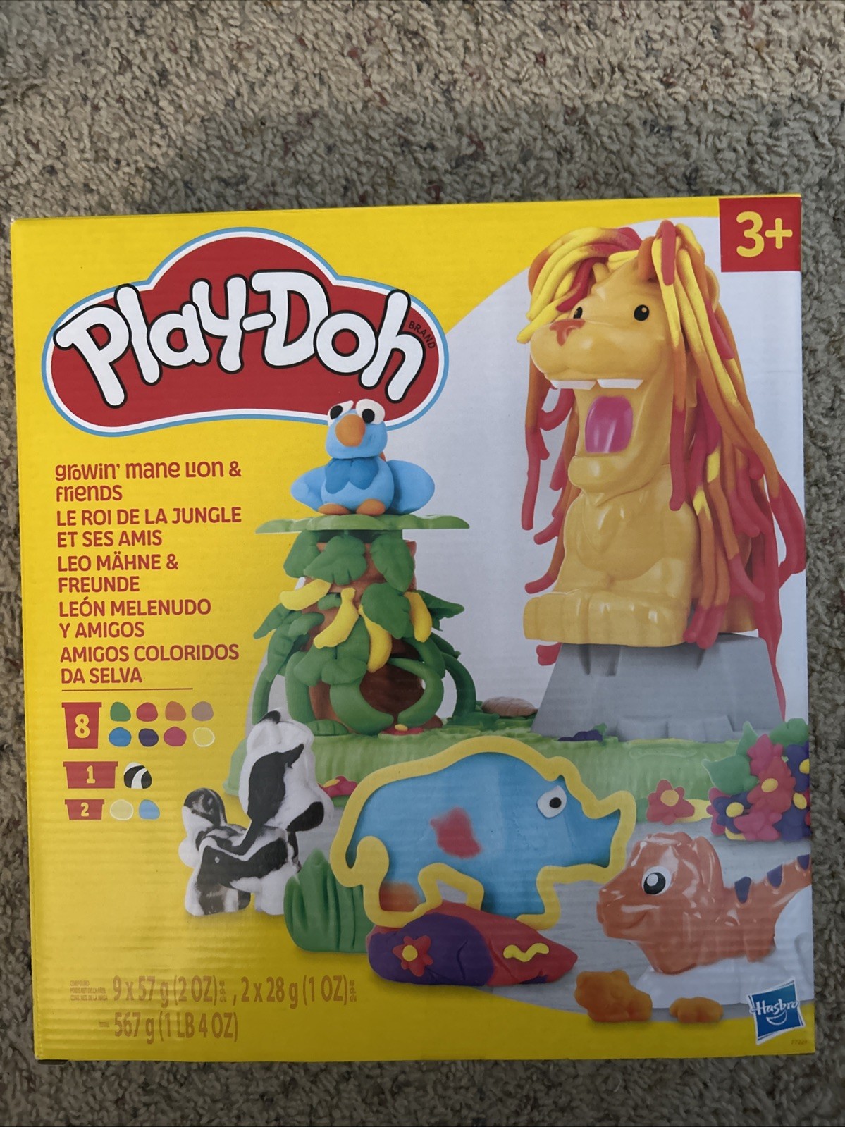 Play-Doh Growin' Mane Lion and Friends Playset, Animal-Themed growing set