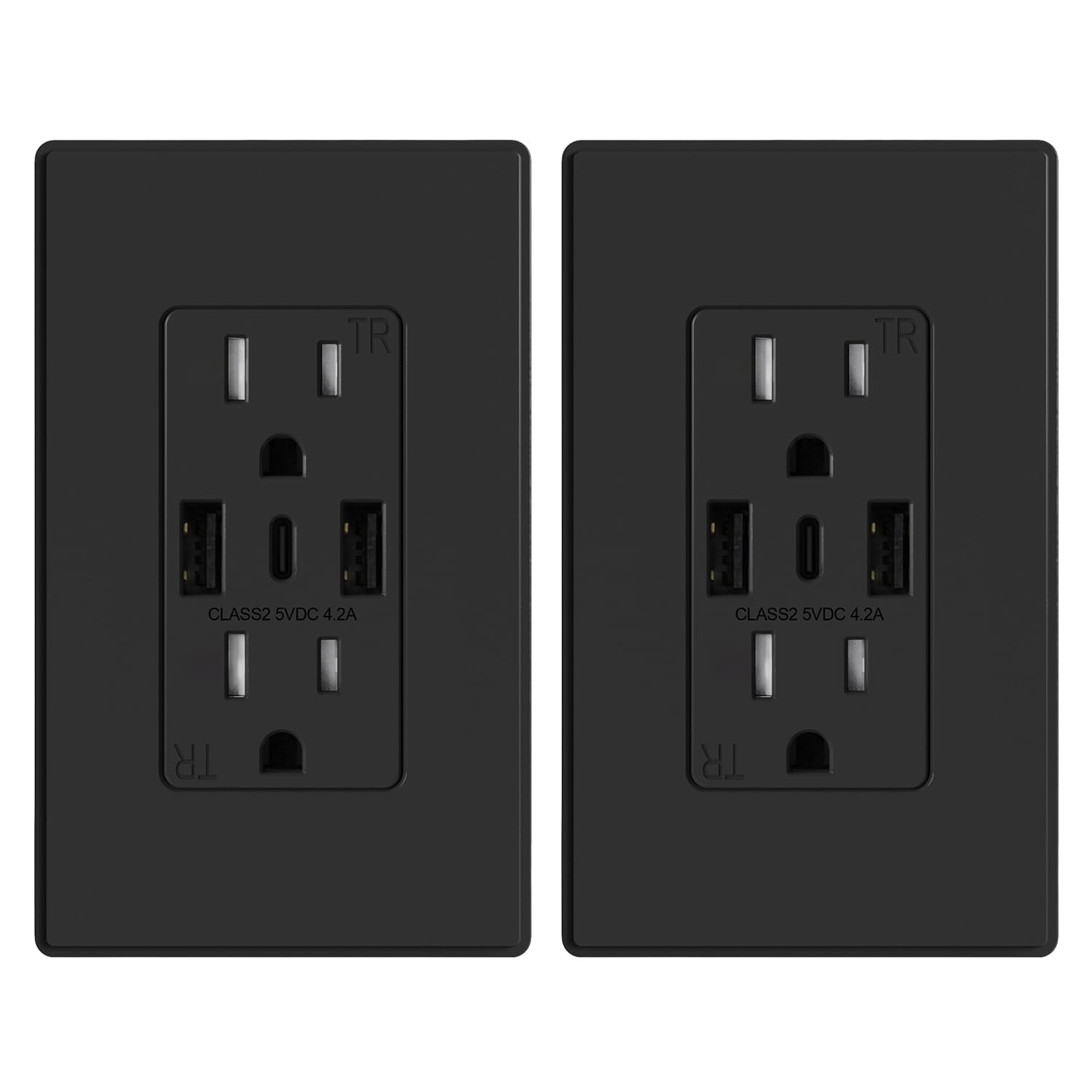 USB Wall Outlets, 3-Ports Type C Wall Outlets Receptacles, Matte Black 15 Amp...