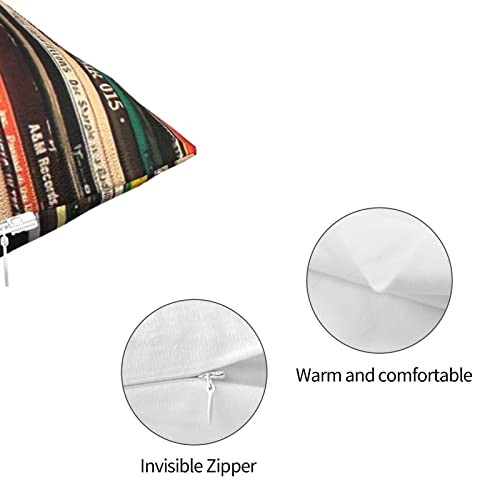 Square Pillow Case Throw 18" x 18" (Pack of 1) Classic Alternative Rock Records