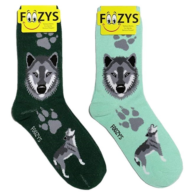 Wolf     Foozys Womens Crew Socks  2 pairs (1 of each color)