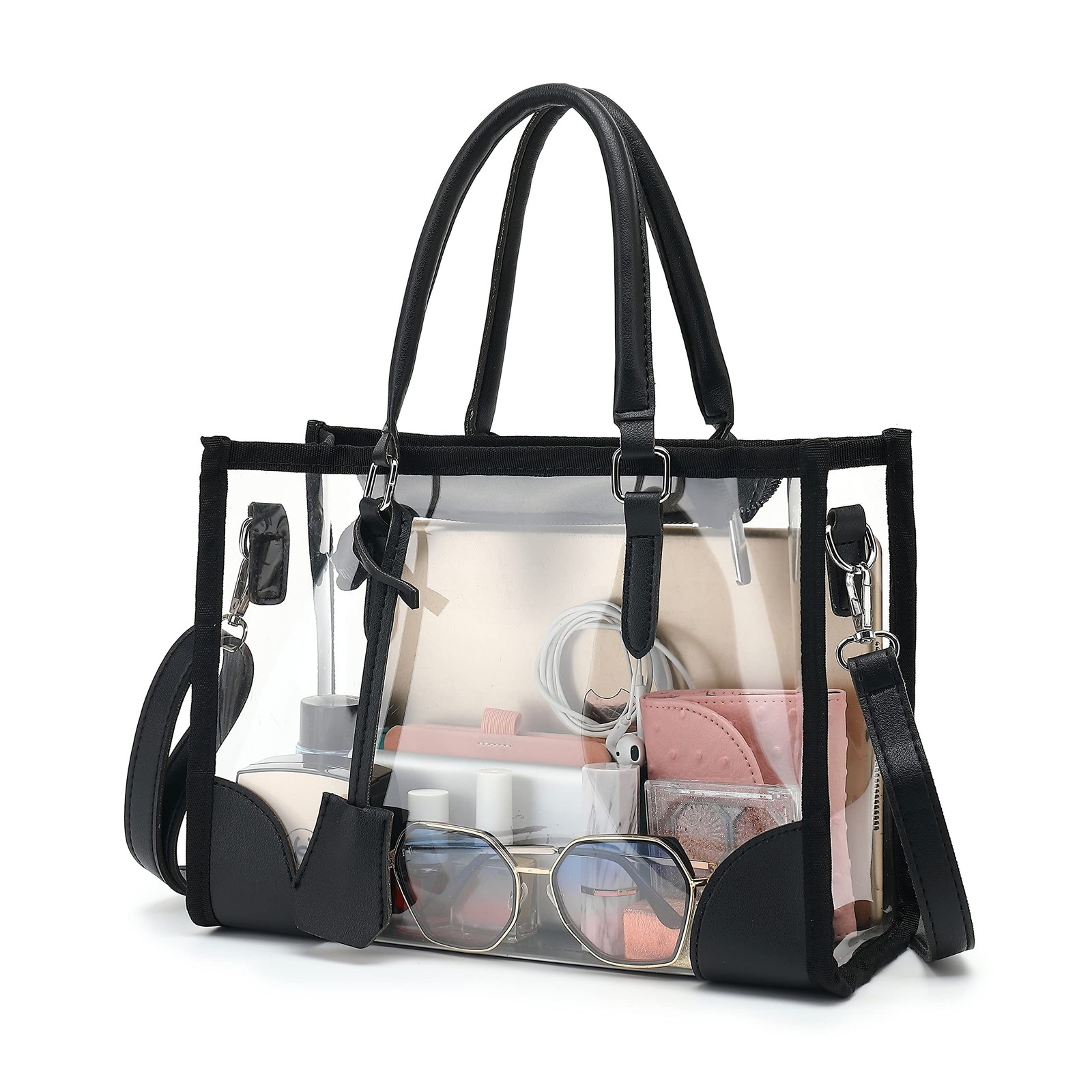 FAIME Cute Tote Bag, Stadium Approved Clear Handbag with Zippers & Adjustable...