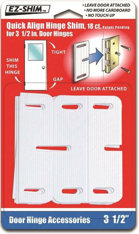 EZ Shim HS350BP Quick Align Hinge Shim, 3-1/2 in L x 1/16 in T, Plastic, White