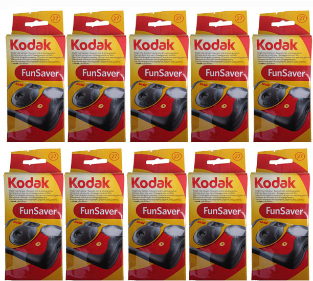 10 Pack Kodak Single One Time Use Funsaver 35mm Camera with Flash, 27 Exposure