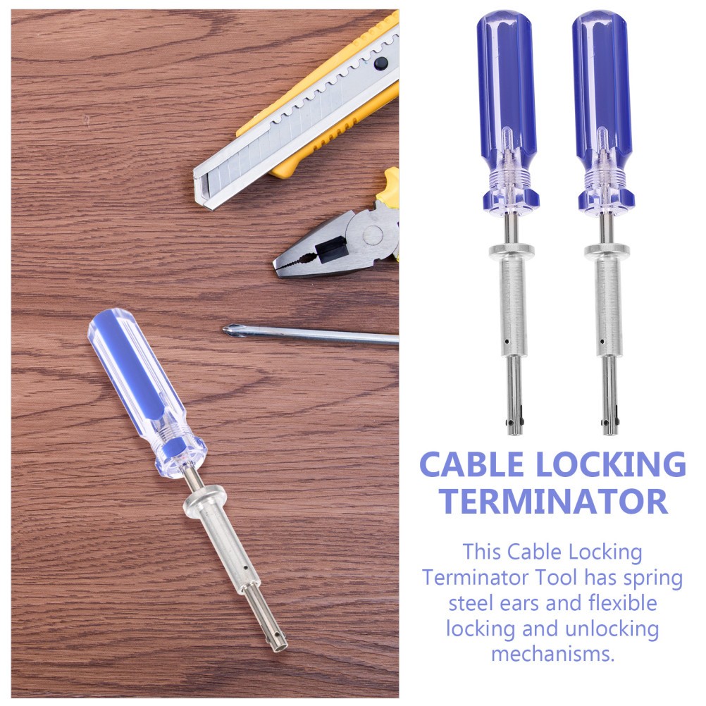 2Pcs 7 Inch Cable Locking Terminator for Catv Durable Metal Plastic Blue
