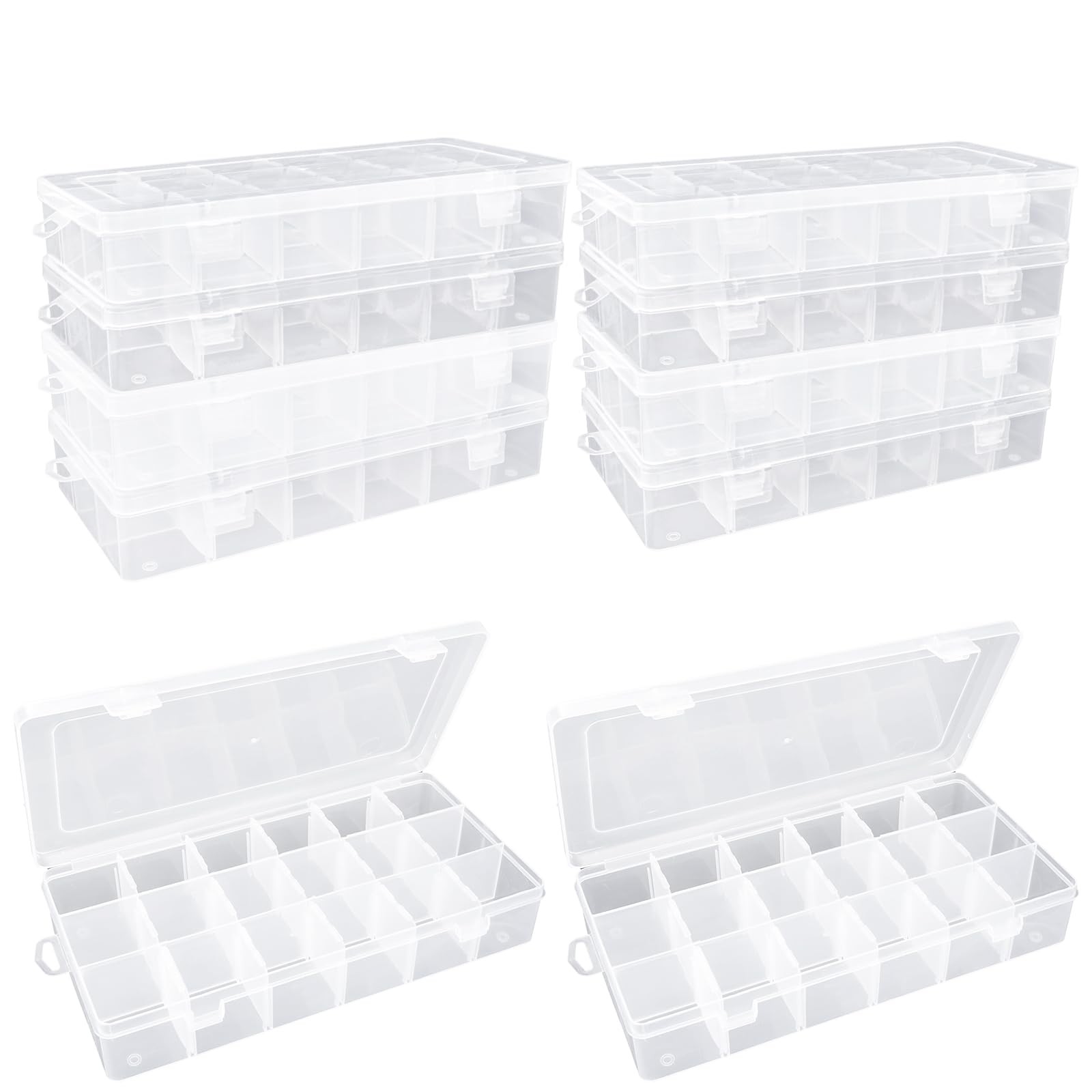 LDHHYH 10 Pack Plastic Jewelry Organizer Box with Dividers, 18 Girds Bead Org...