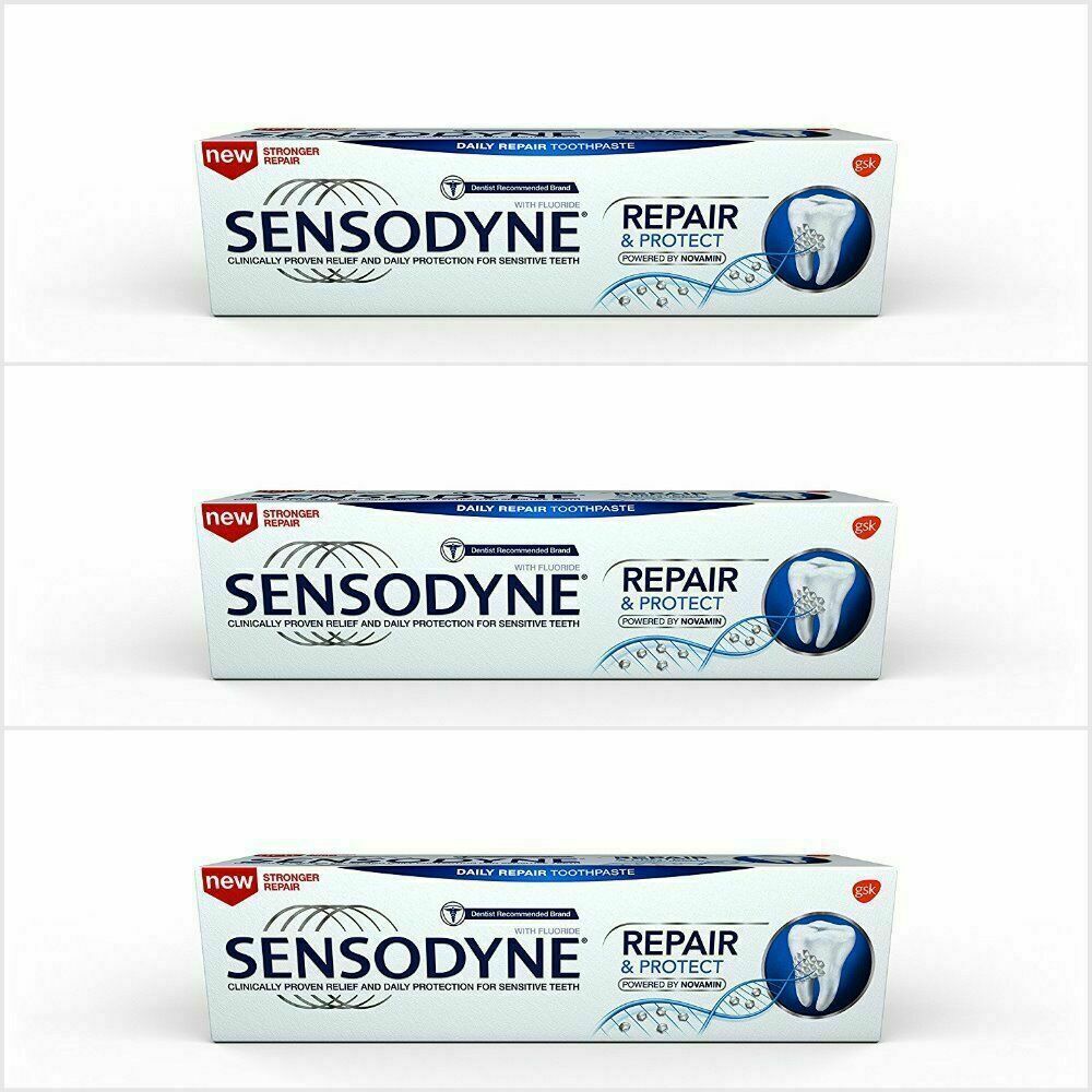 Pack of 3 Sensodyne Toothpaste Repair and Protect with Novamin 70 gm Each