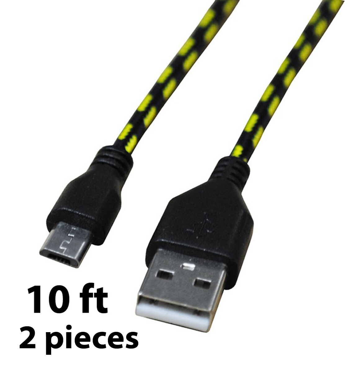 2-Pack 10 Ft Sync data charging Nylon Braided USB 2.0 A Male to Micro B Cable