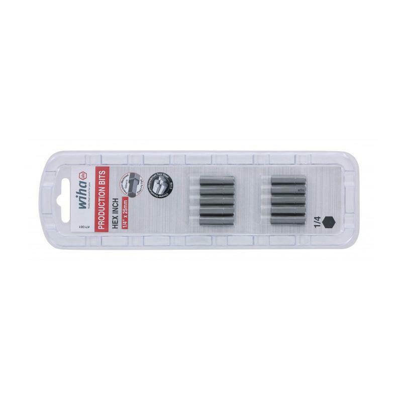 Wiha Tools 71351 Hex Inch Insert Bit 1/4 x 25mm Pack of 10 Bits