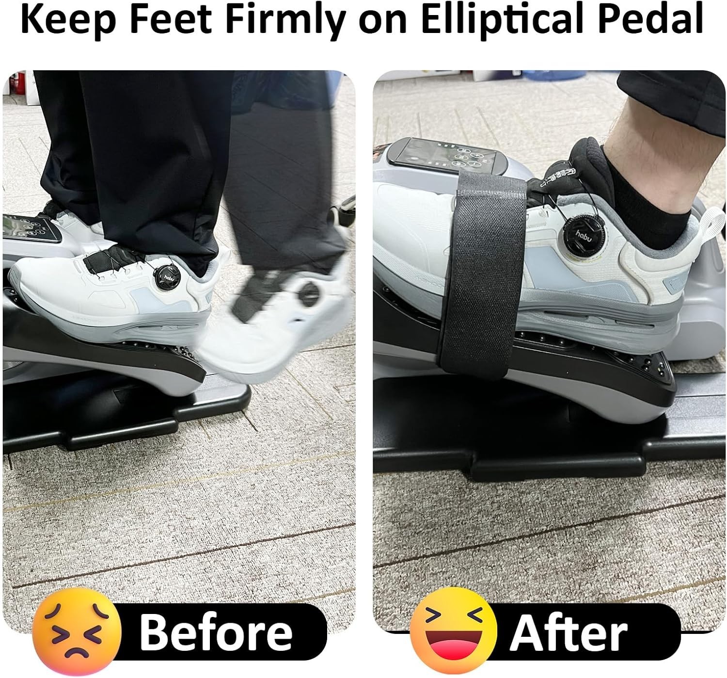 4 Pack Adjustable Pedal Straps for Under Desk Elliptical Trainer Machines