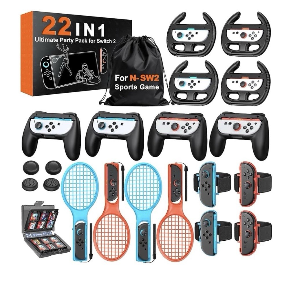 Nintendo Switch 2 Sports Accessories Bundle 22-in-1 Party Kit Tennis Racing New