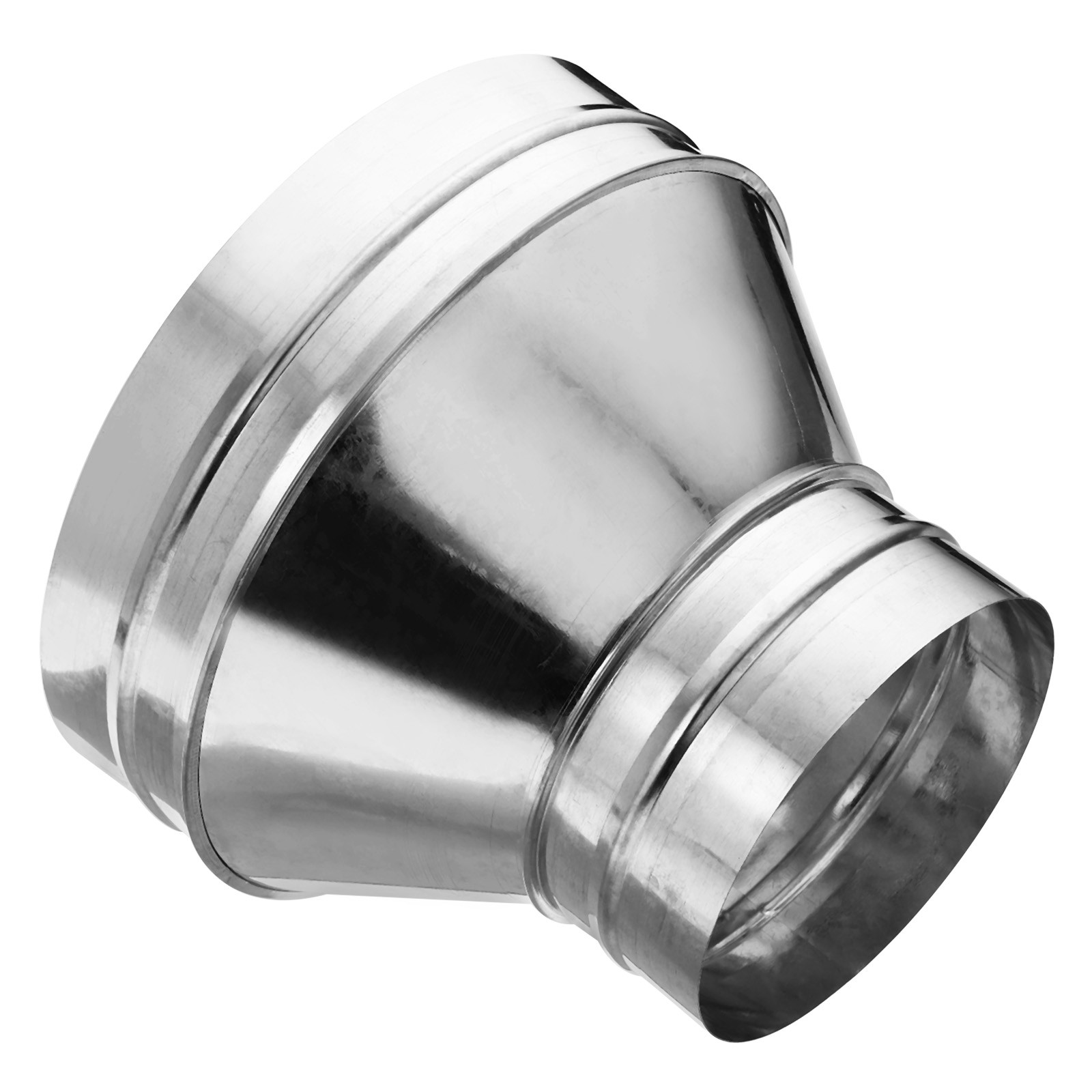 10 Inch to 6 Inch Round Duct Reducer, Galvanized Steel Adapter, Silver Tone