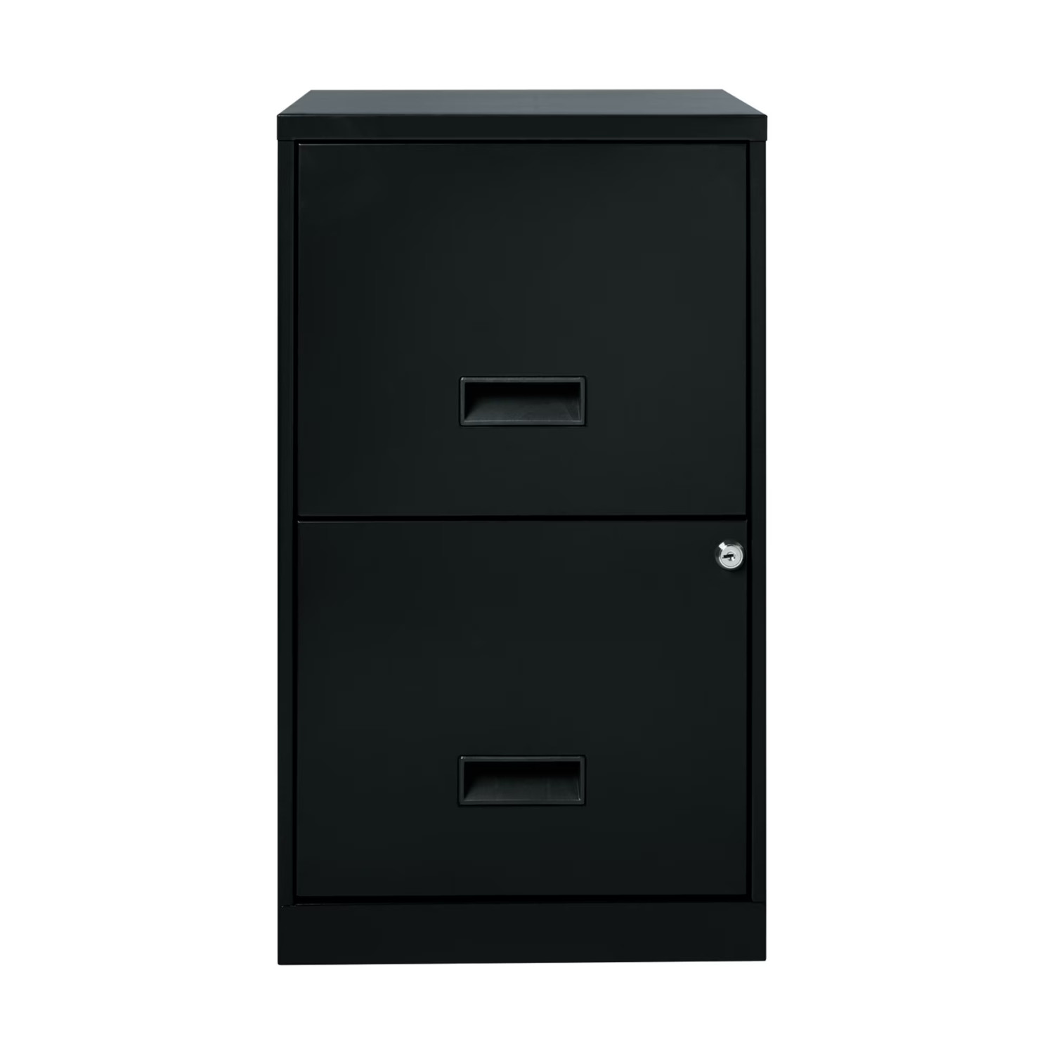 18" Deep 2 Drawer Letter Width Vertical File Cabinet, Secure Locking, Black