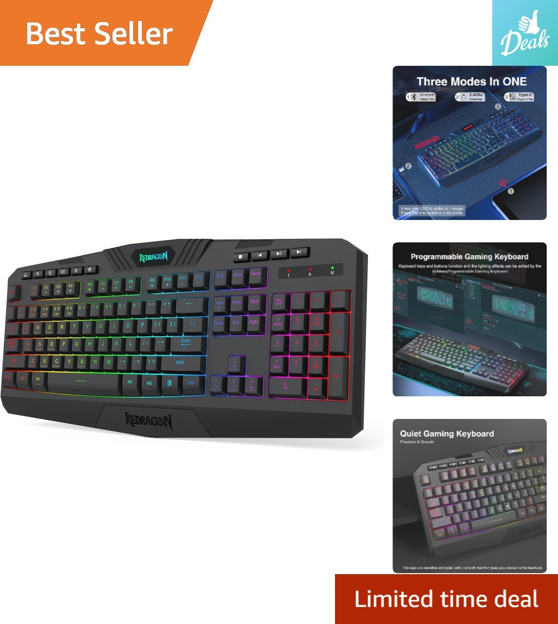 K503 Wireless Gaming Keyboard: RGB Backlit, 3-Mode Connectivity & Wrist Rest