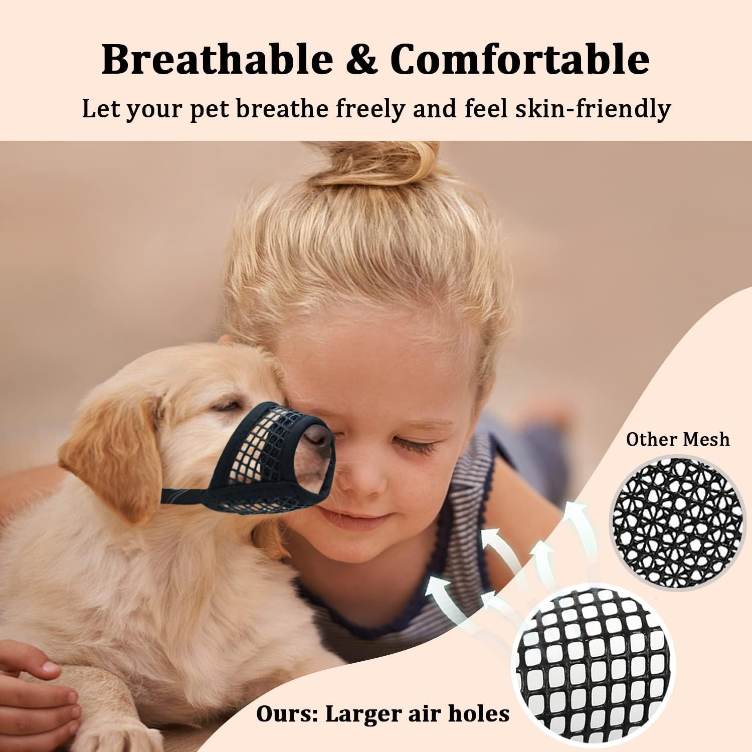 Mayerzon Dog Muzzle, Soft Mesh Muzzles XXS-Snout (4”-5”), Black