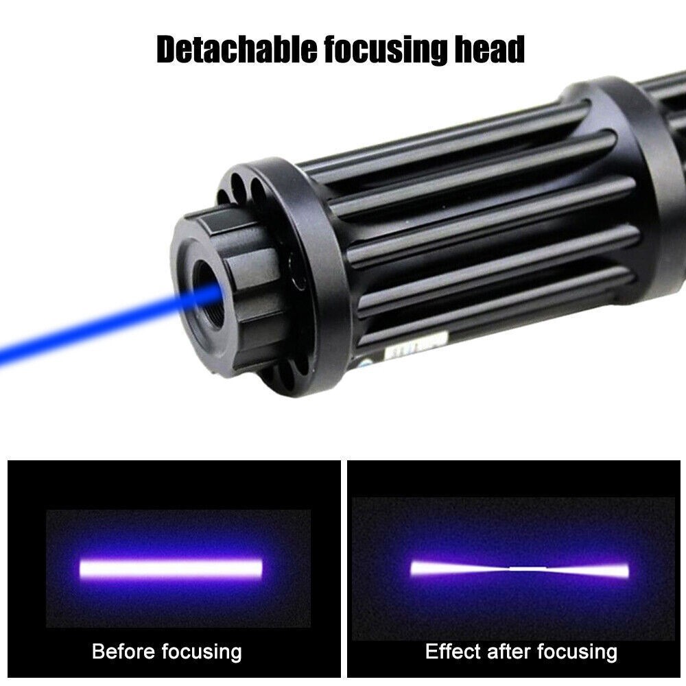 Adjustable High Power Blue Laser Burning Light Pointer Visible Dot Torch Light